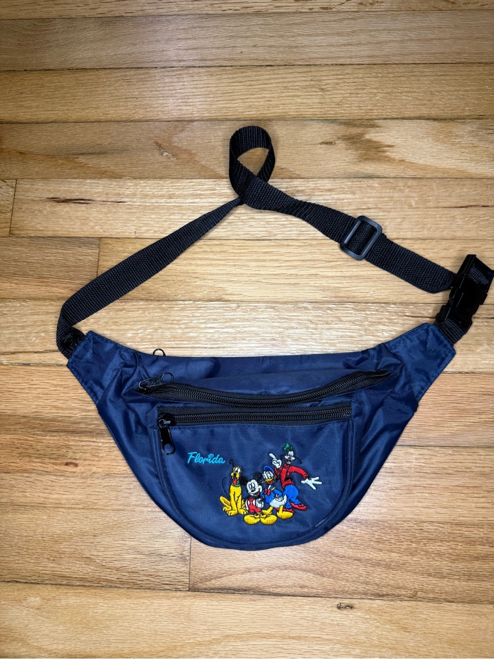 Vintage Disney Navy Embroidered Characters Waist Pack